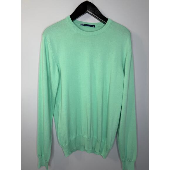 B.Draddy Men's Crew Neck Sweater Cotton Performance Golf Made in Italy Green L - Picture 2 of 12